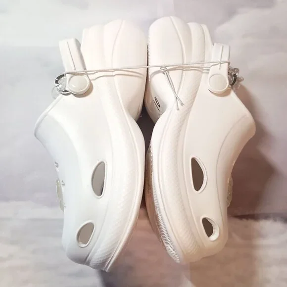 YVO Girls White Platform Chain Clogs Size 12 Acrylic Bow NEW w/ Tags - Picture 5 of 8